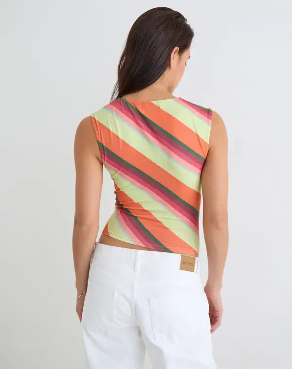 Modern Mixed Stripe Plunge Tank Top