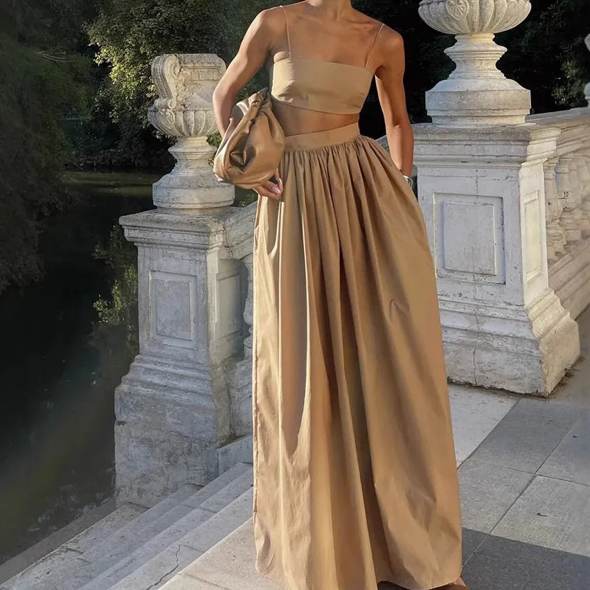 Polished Short Camisole And Long Skirt Set