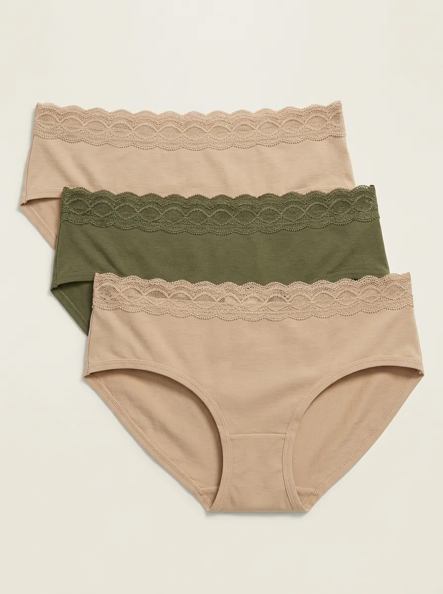 Women's Seamless Lace-Trim 3-Pack Hipster Briefs