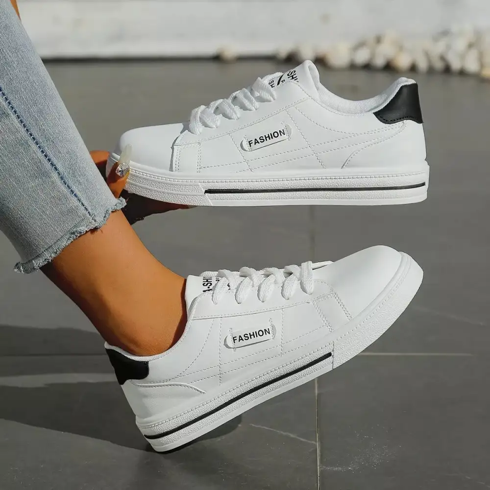 Textured Lace-Up Casual Sneakers