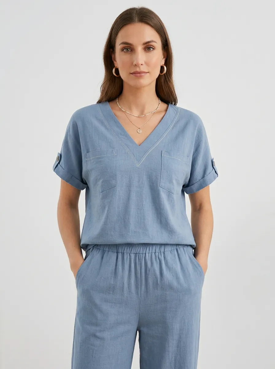 Everyday Short-Sleeve Pocket Women's V-Neck Shirt