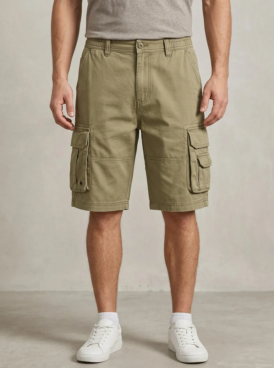 Men's Linen Blend Utility Cargo Shorts for Adventure Outfits