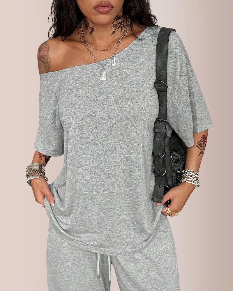 Relaxed Off-Shoulder Lounge Set