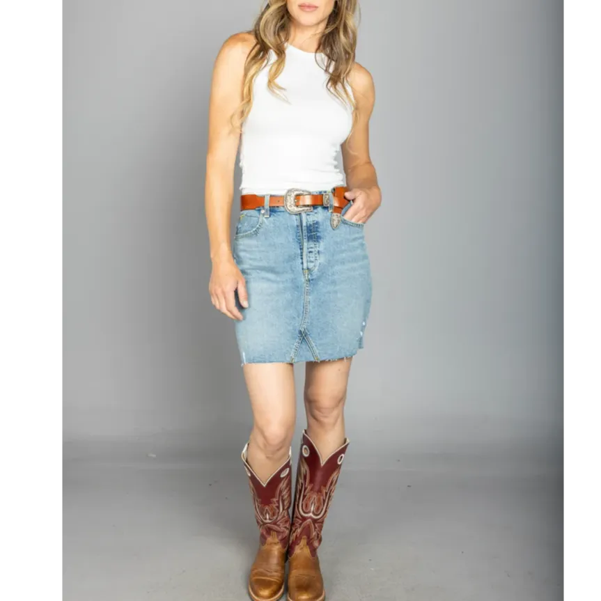 Western Inspired Denim Everyday Skirt