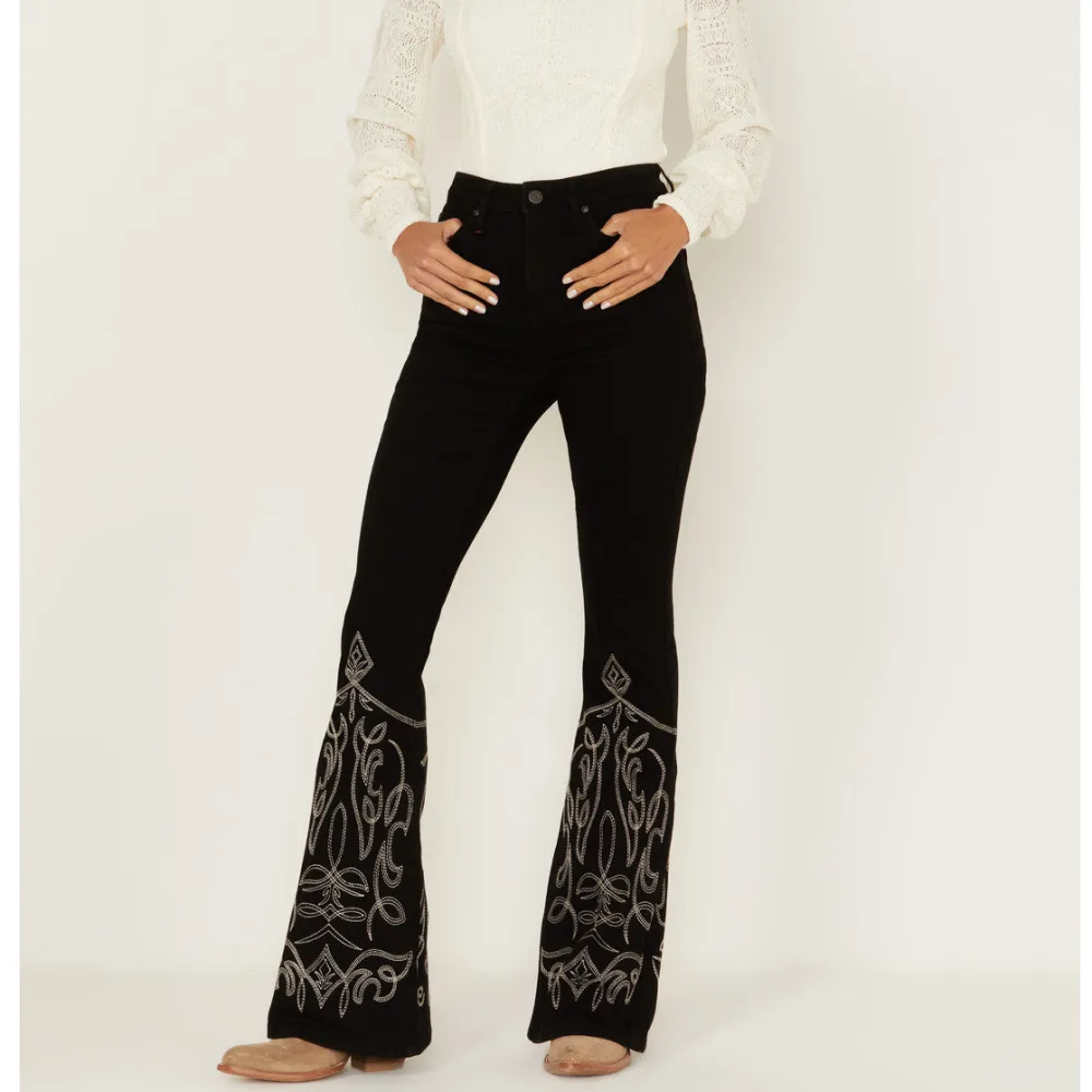 Classic High Rise Bootcut Embroidered Jeans
