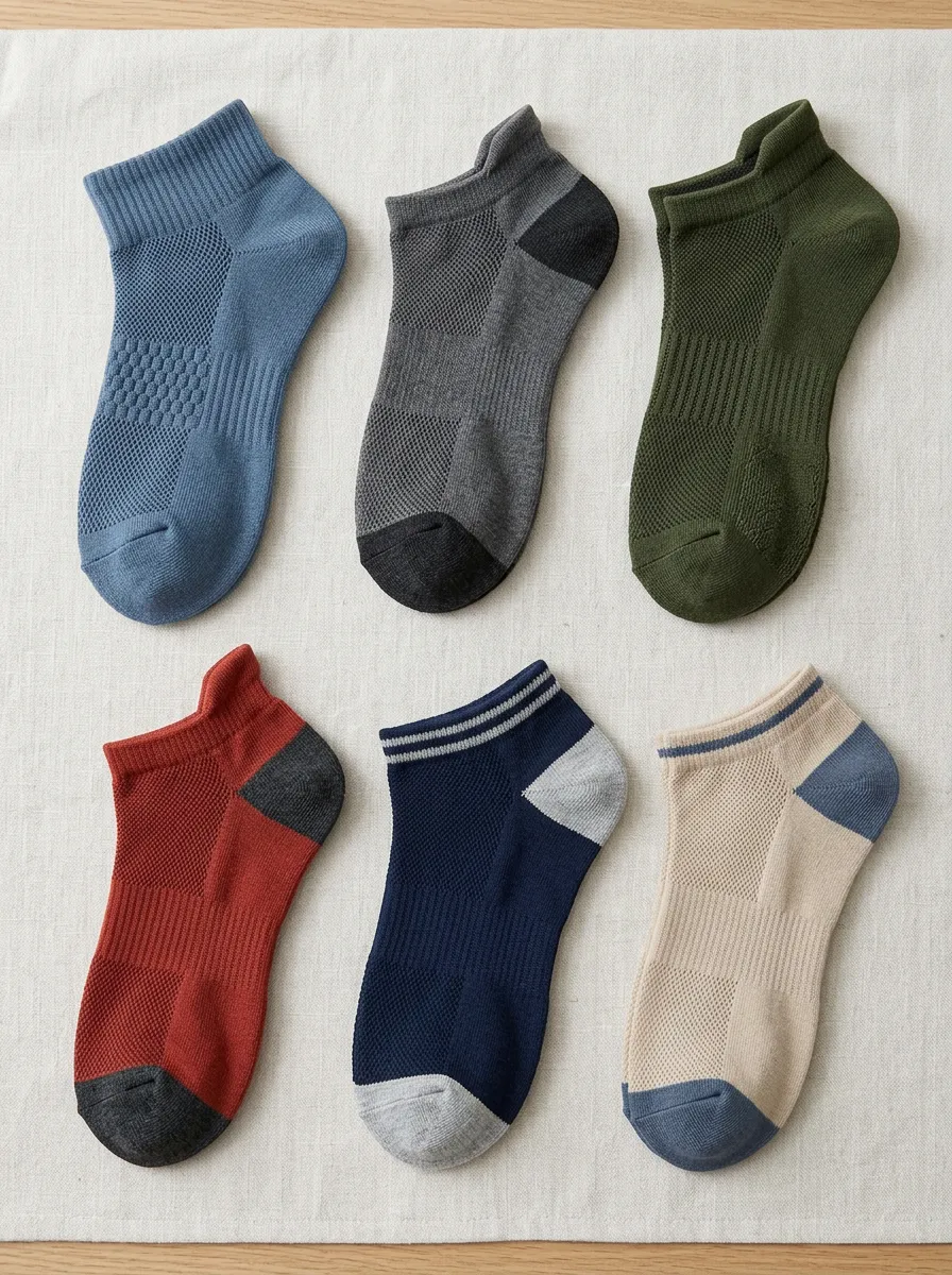 Men's Multi-color Mesh Breathable Ankle 6-Pack Socks