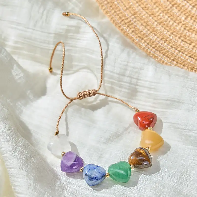 Love Heart Agate Amethyst Aventurine Crystal Braided Bracelet