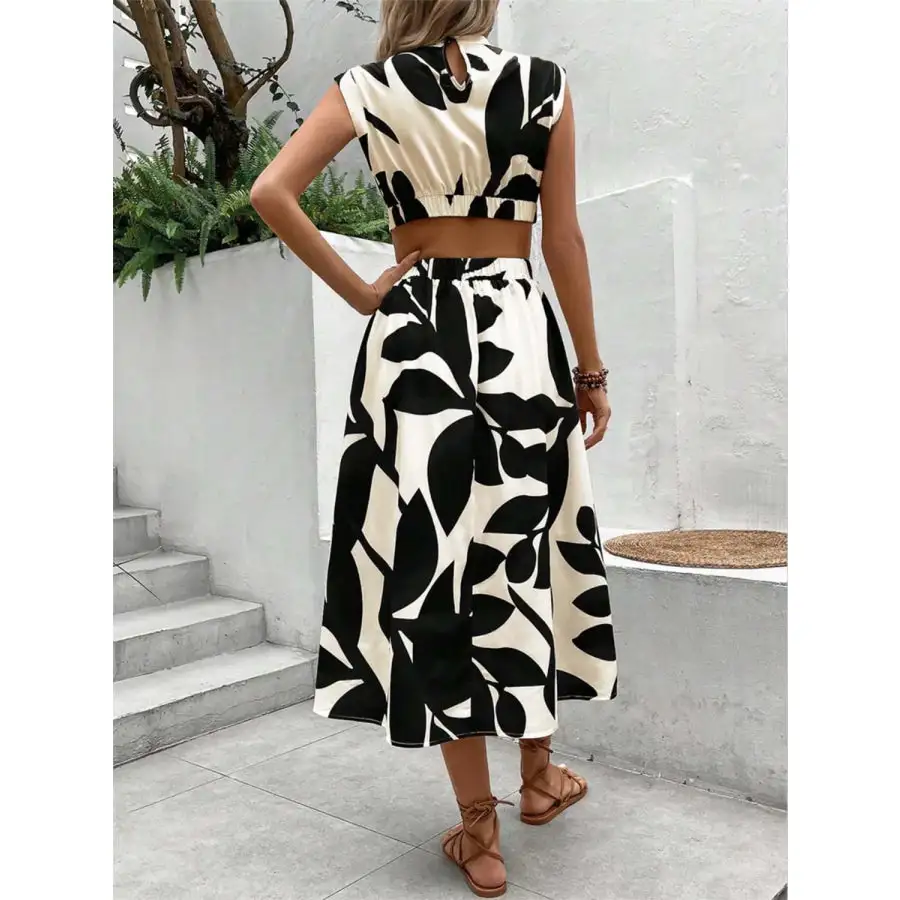 Cutout Cap Sleeve Midi Dress