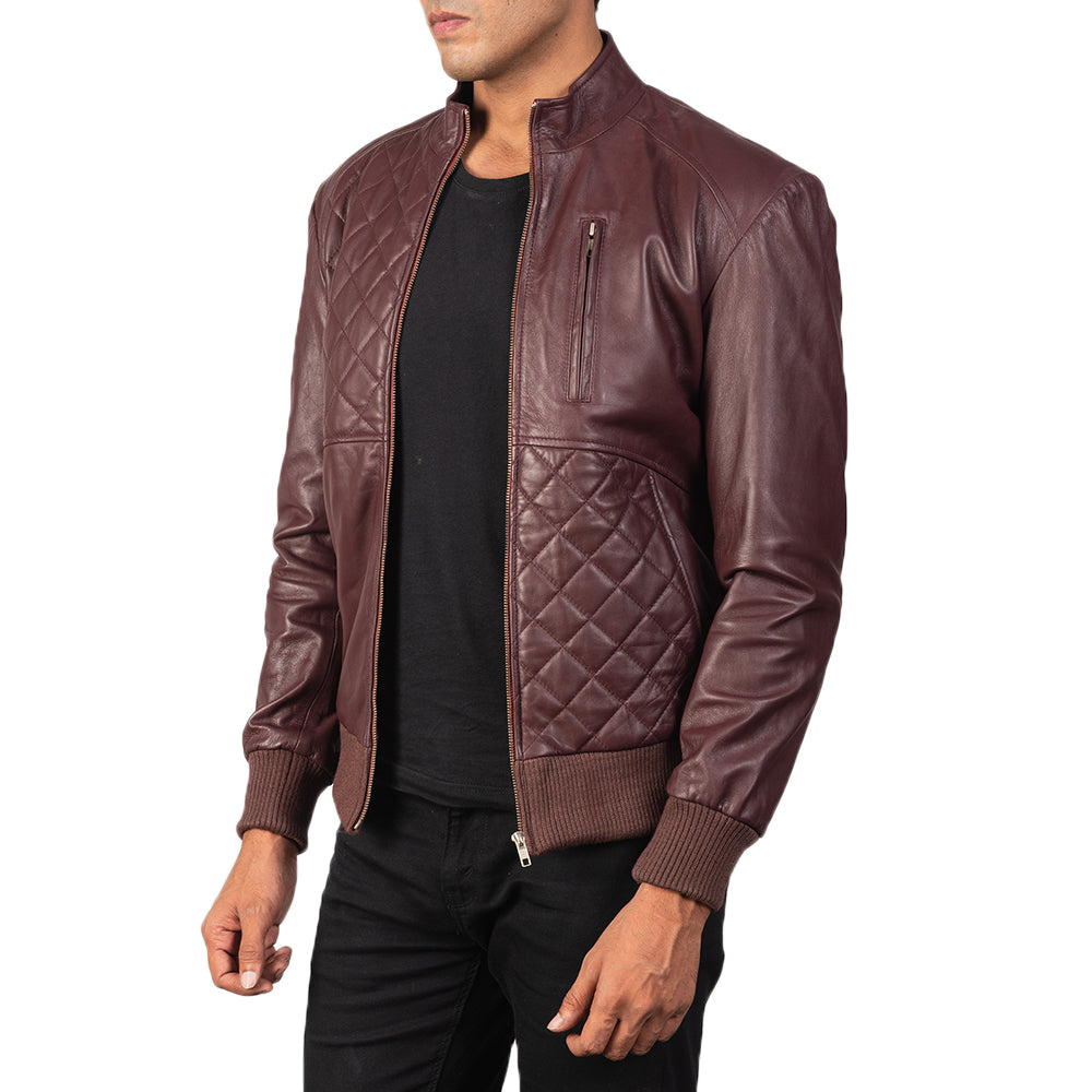Men's Classic Rugged Bomber Leather Jacket