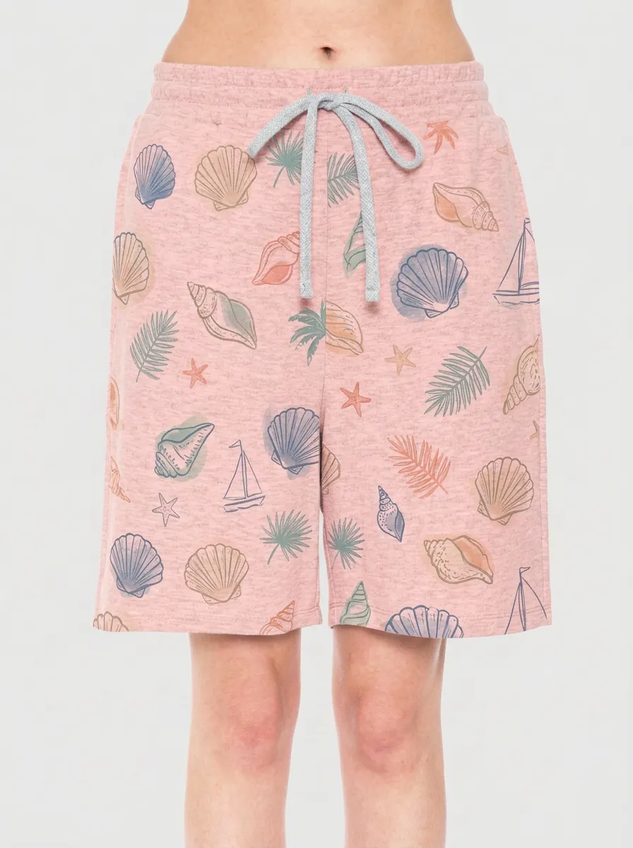 Women's Coastal Seashell Sailboat Graphic Shorts