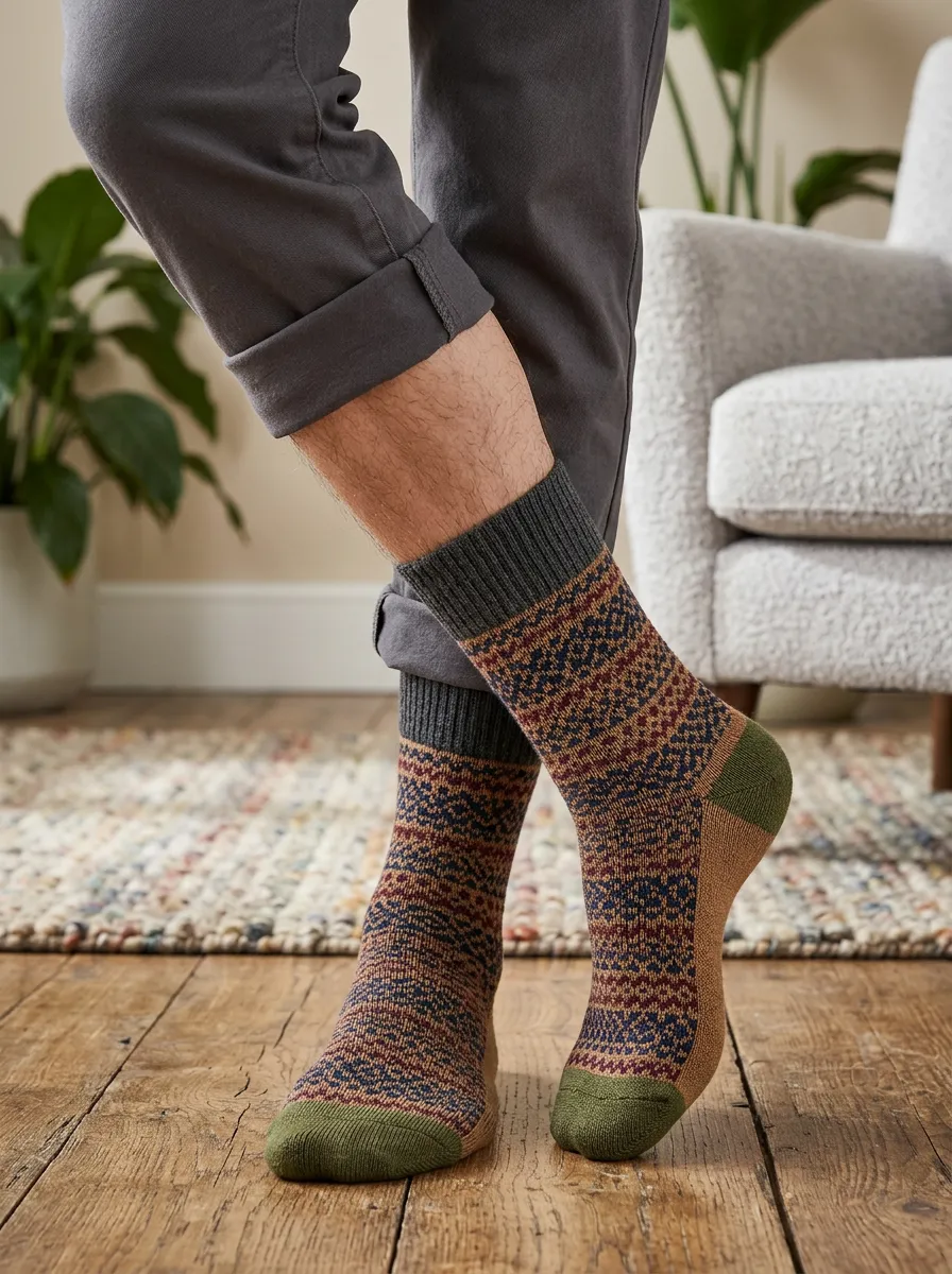 Men's Vintage Style Nordic Pattern Printed Socks