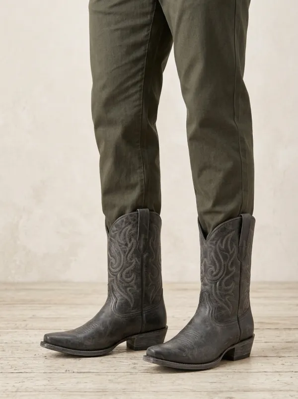 Men's Western Cowboy Embroidered Flame Boots