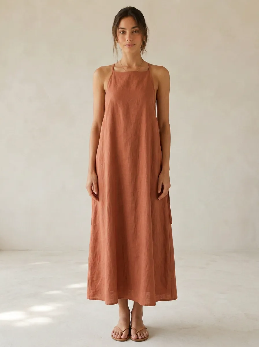 Women's Easy-Layer Casual Linen Maxi Backless Dress