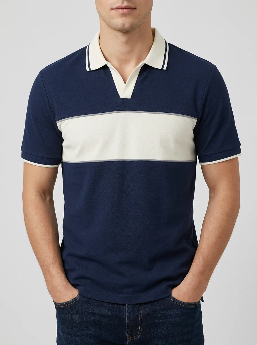Men's Classic Comfort Colorblock Printed Polo Shirt