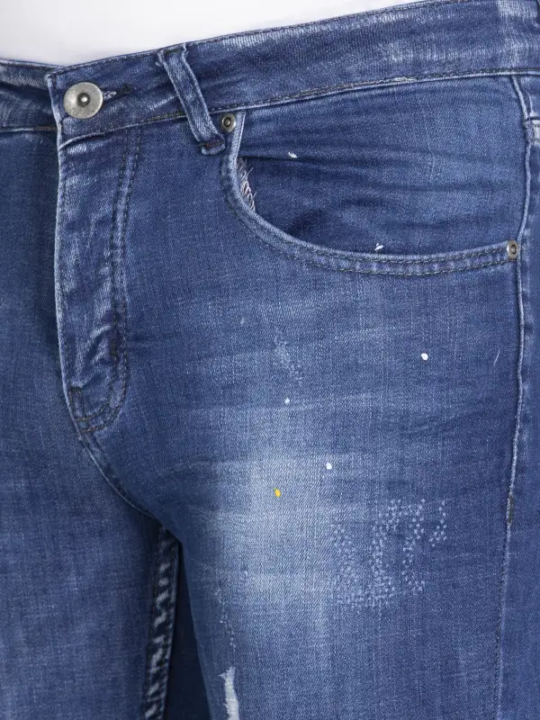 Paint Splatter Slim Fit Artistic Detail Jeans