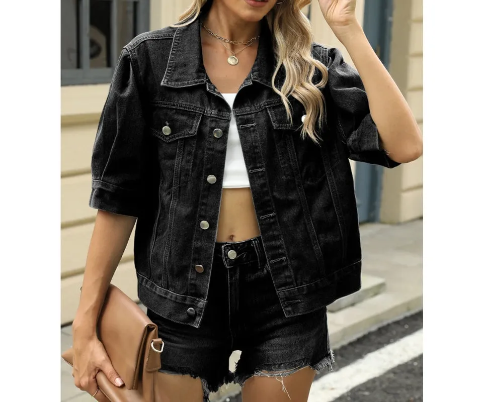 Button-Down Washed Denim Jacket