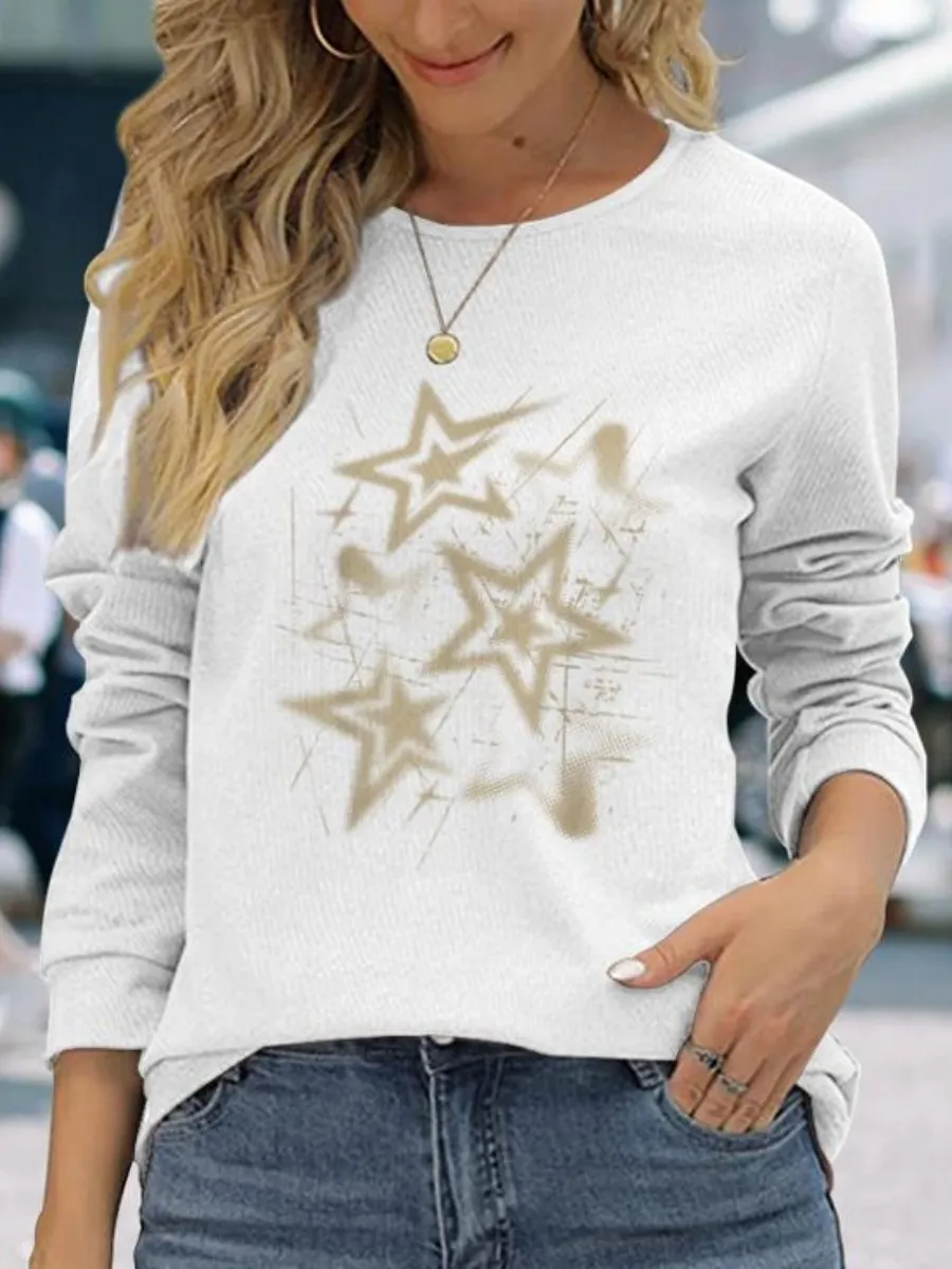 Star Printed Long Sleeve T-Shirt