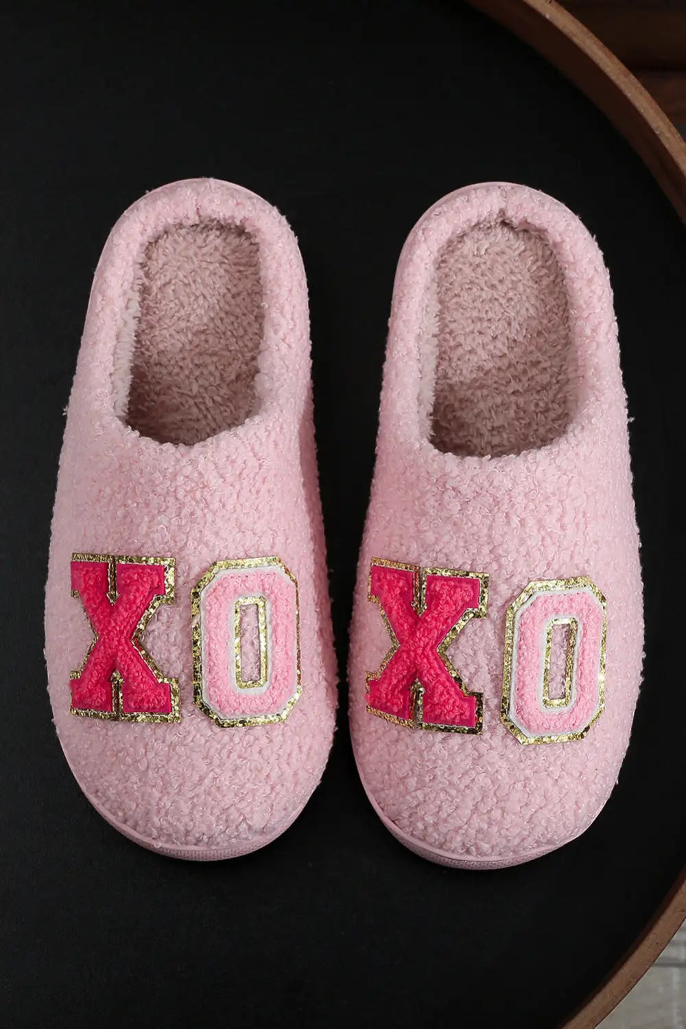 Glitter Letter Plush House Slippers