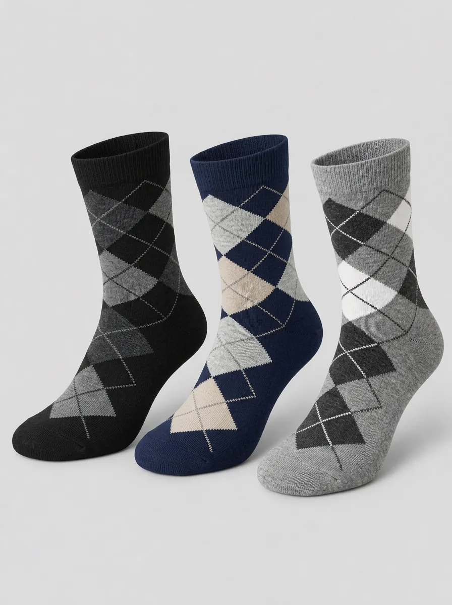 Men's Roamer Classic Argyle Pattern Printed Socks 3-Pack