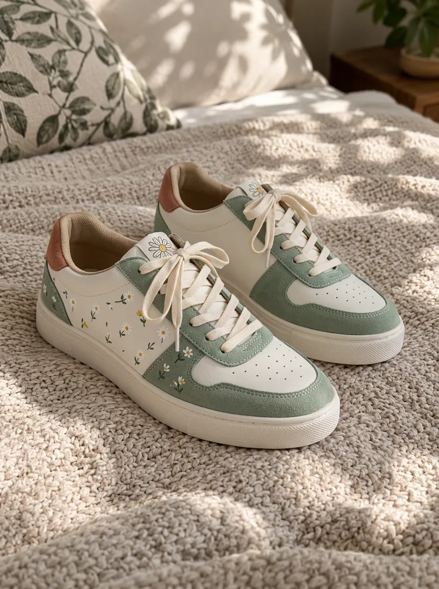 Women's Daisy Floral Pattern Street Skate Shoes