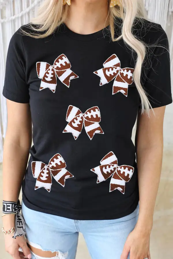Black Rugby Football Bowknot Pattern