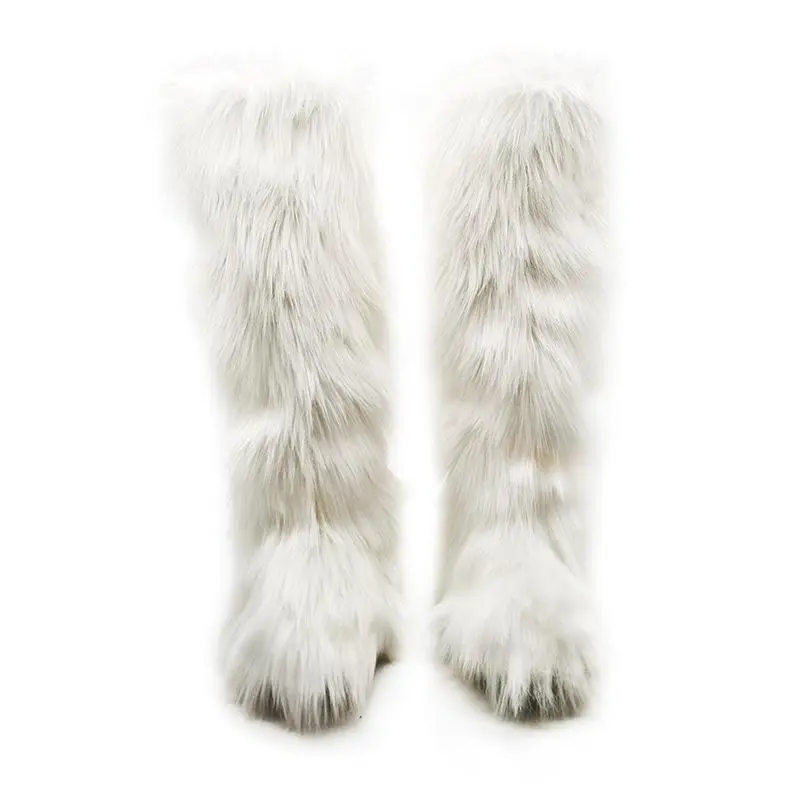 Warm Plush Lining Knee-High Fuzzy Snow Boots
