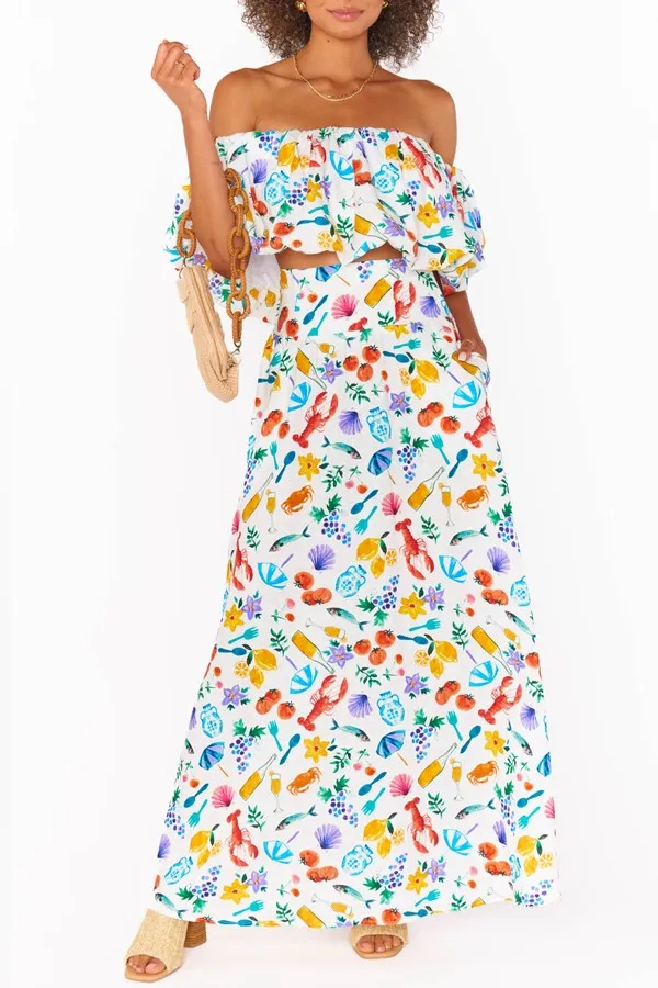 Colorful Whimsical Print Swing Skirt