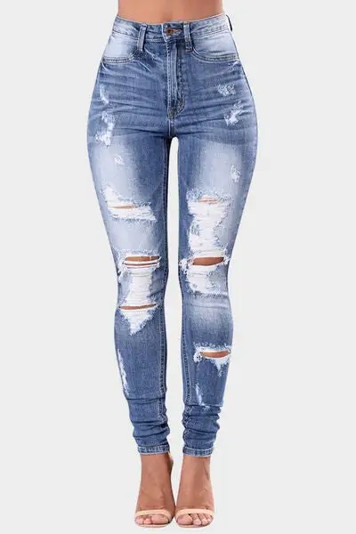 Soft Skinny Distressed Denim Jeans
