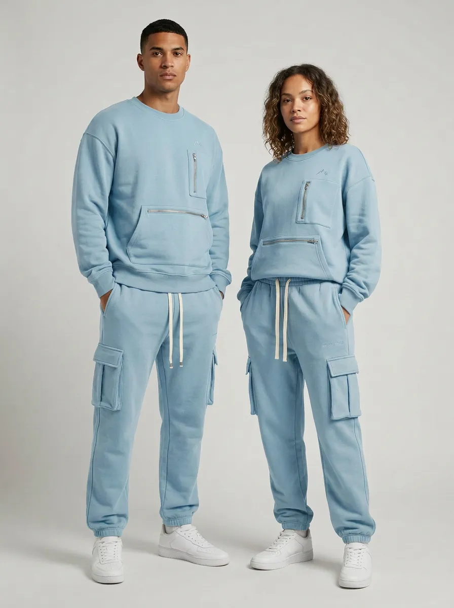 Unisex Minimal Grey Utility Pocket Sports Set