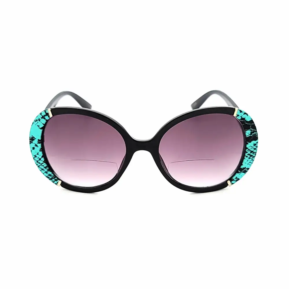 Women's Large Snake Print Round Bifocal Reading Sunglasses