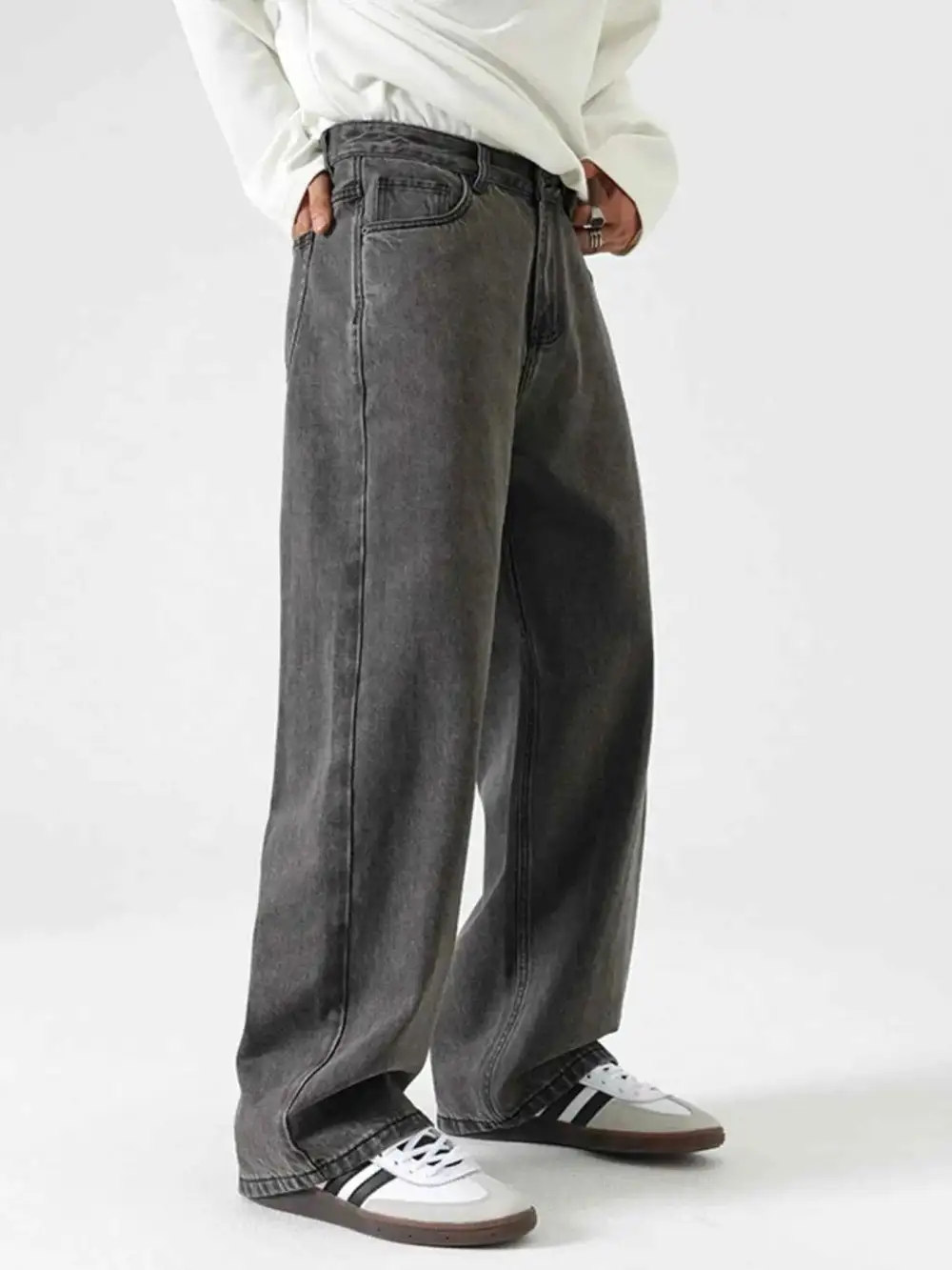 Clean Look Washed Wide Leg Jeans