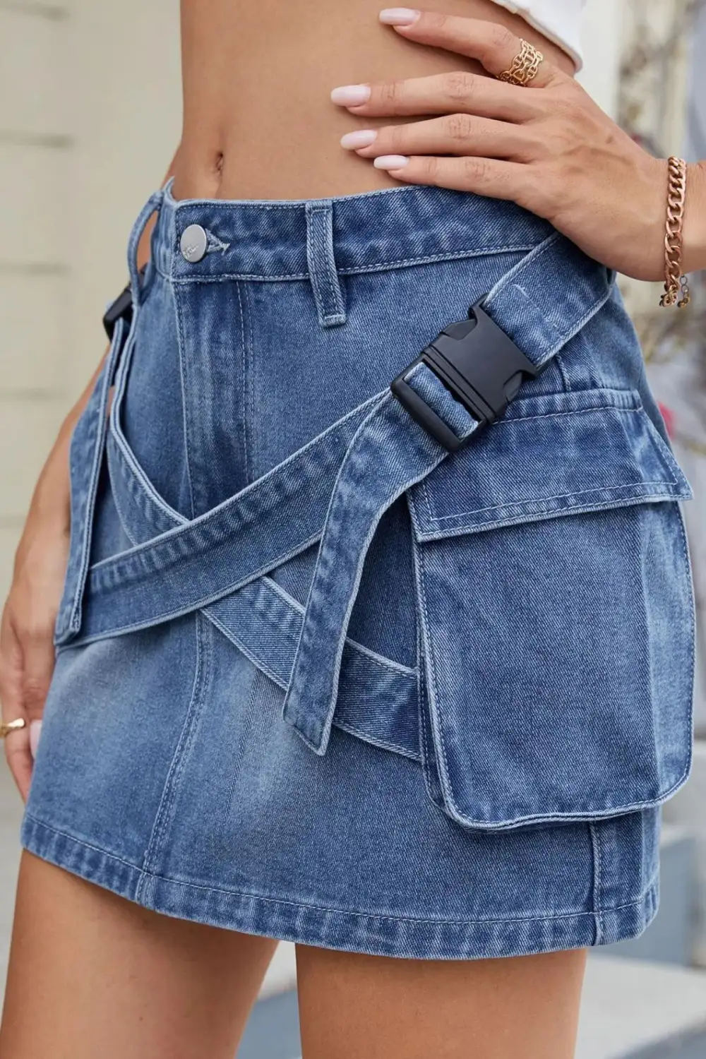 Denim Criss Mini Skirt