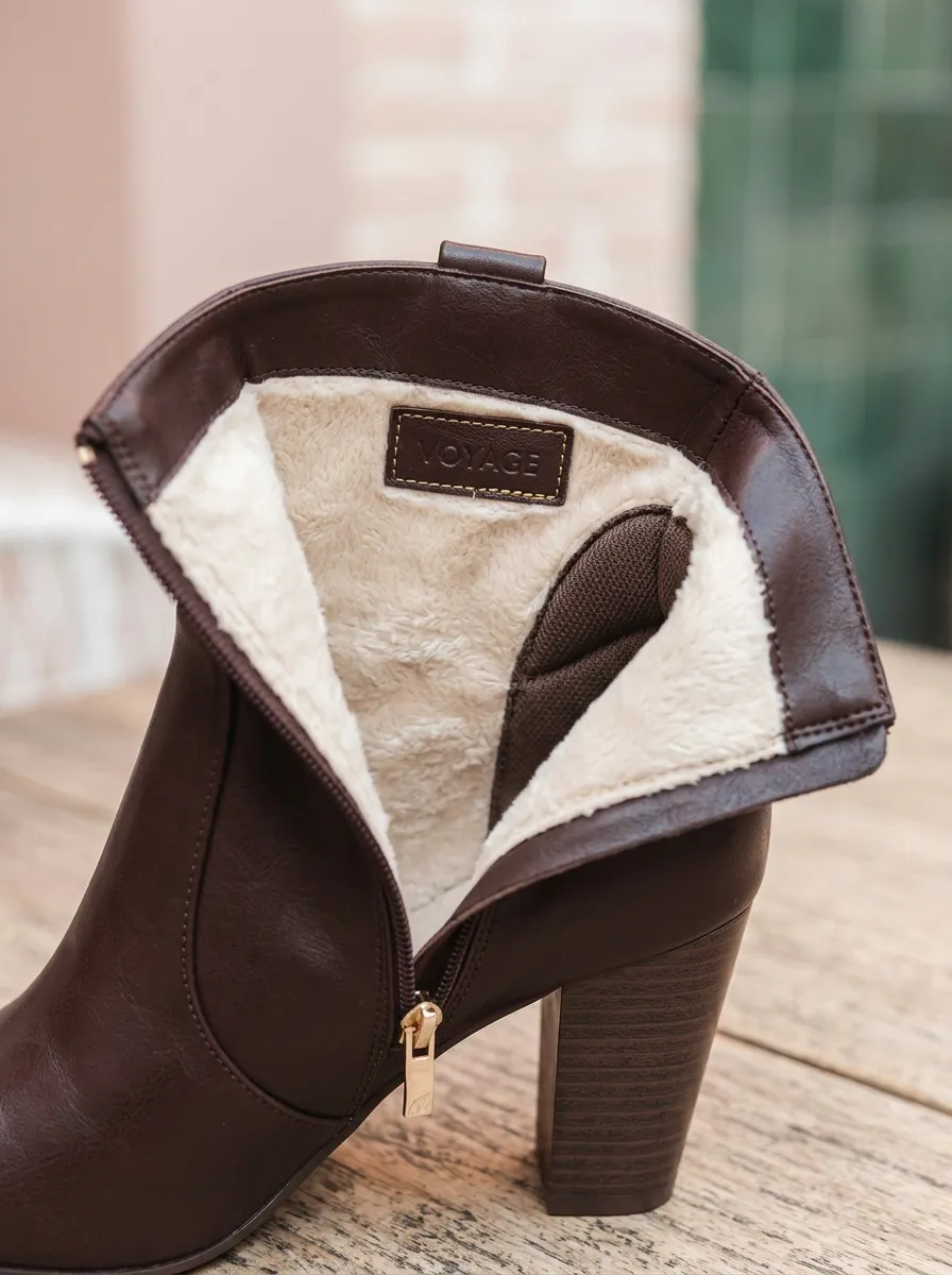 Refined Block-Heel Leather-Look Women's High-Heel Ankle Boots