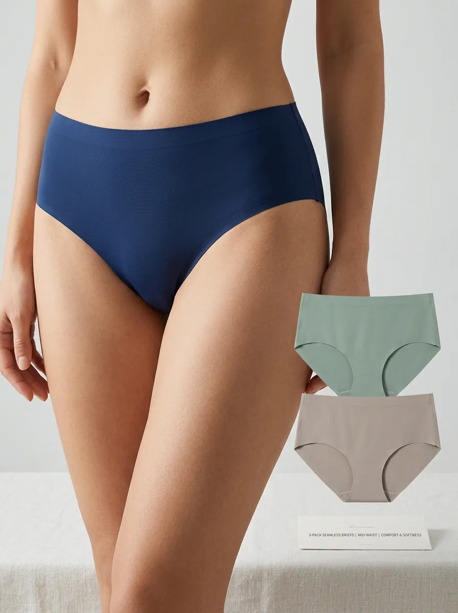 Women's Refined Seamless Solid Color Three-Pack Panties