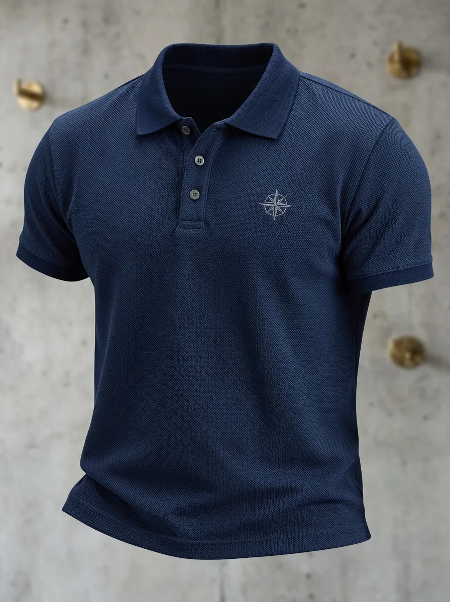 Compass-Detail -Detail Nautical-Inspired Men's Polo Shirt