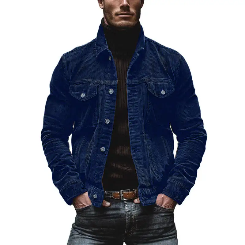 Corduroy Button Band Collar Jacket