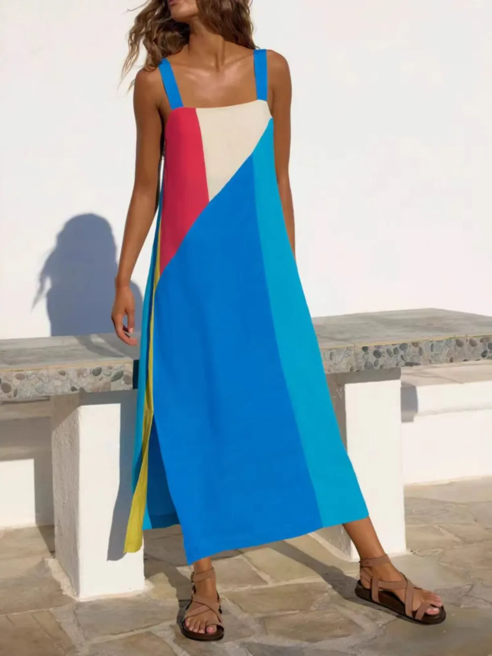 Relaxed Shape Striped Midi Dress