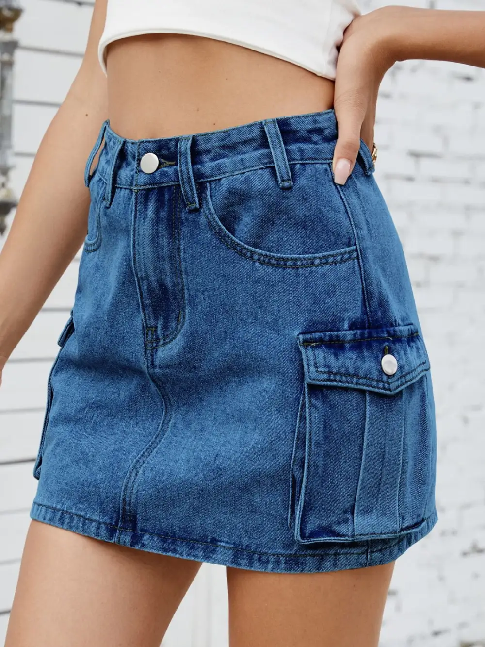 Denim Cargo Skirt