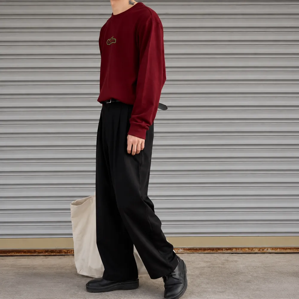 Double Pleated Wide Leg Trousers