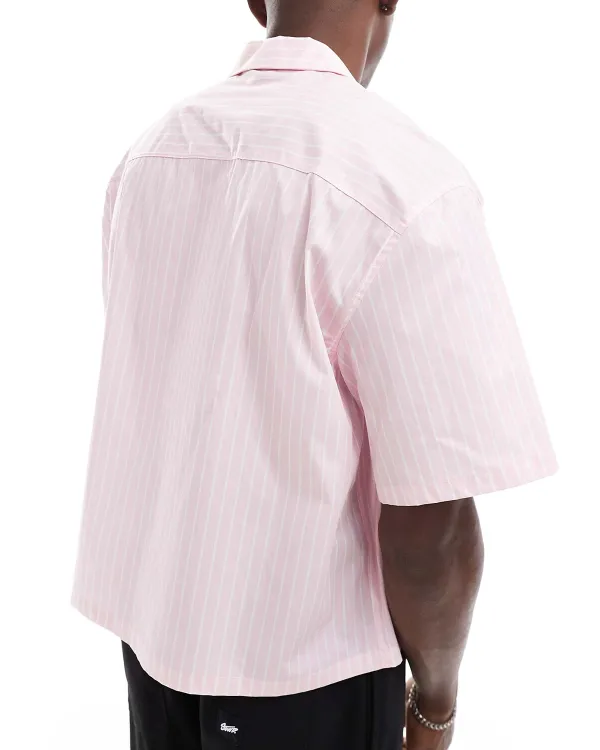 Oversized Boxy Shirt In Pink Pinstripe