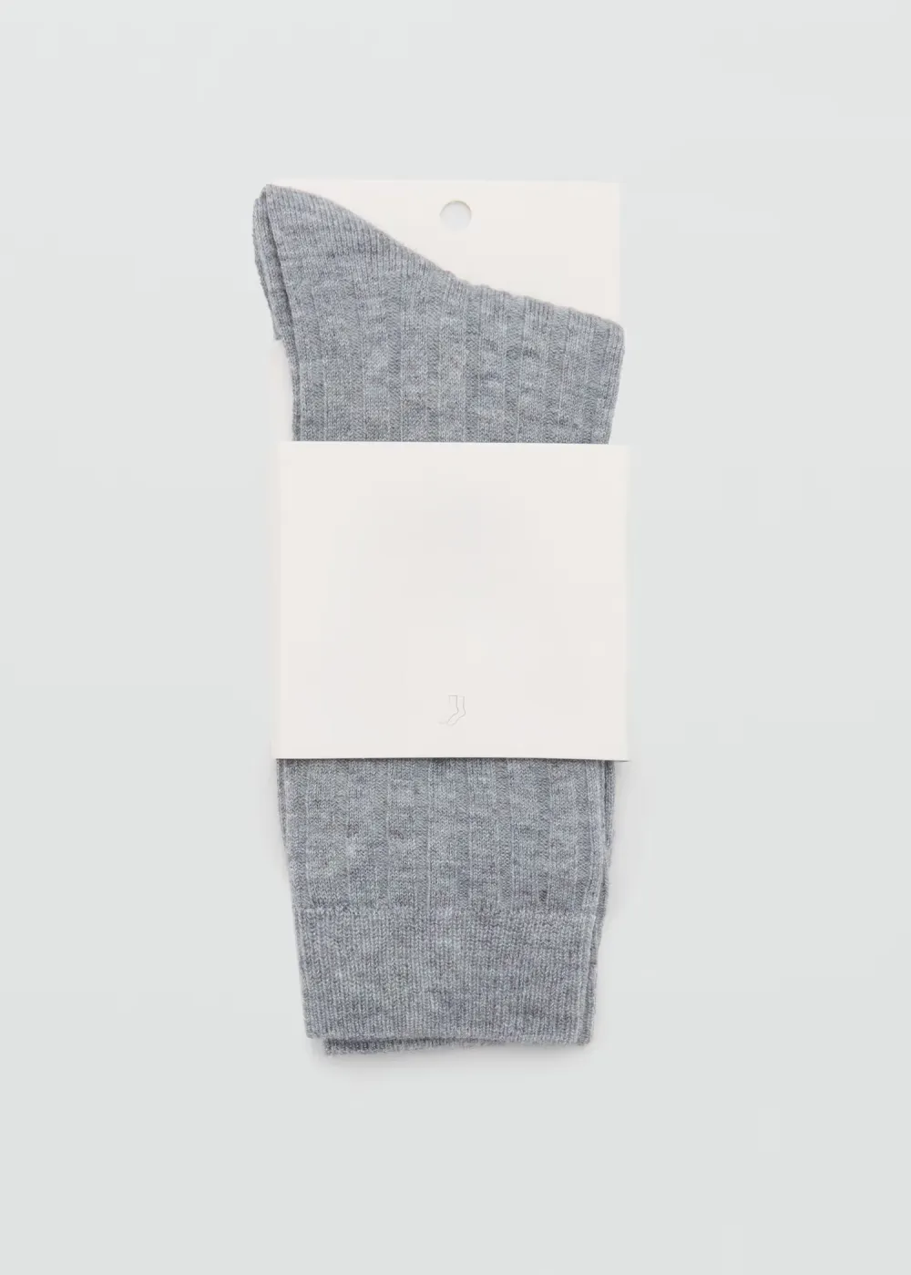 Medium Heather Grey  Casual Style Ribbed Wool Stocks