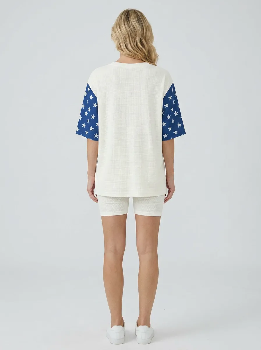 Women's USA 250th Anniversary Star Pattern Printed Two-Piece Set