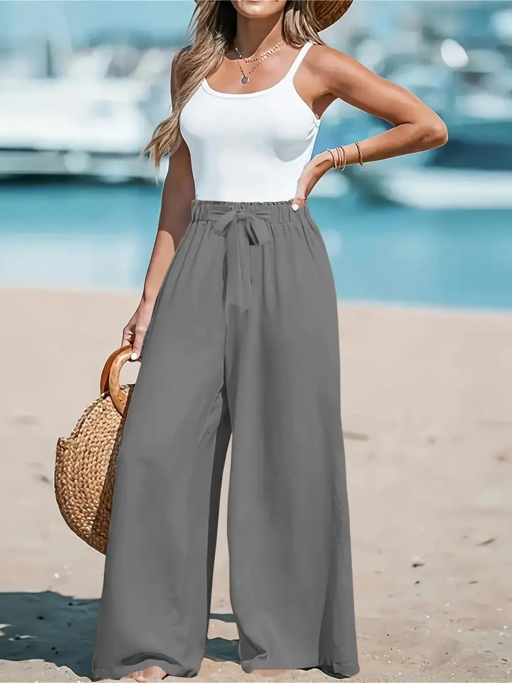 Wide Leg Drawstring Everyday Versatile Pants