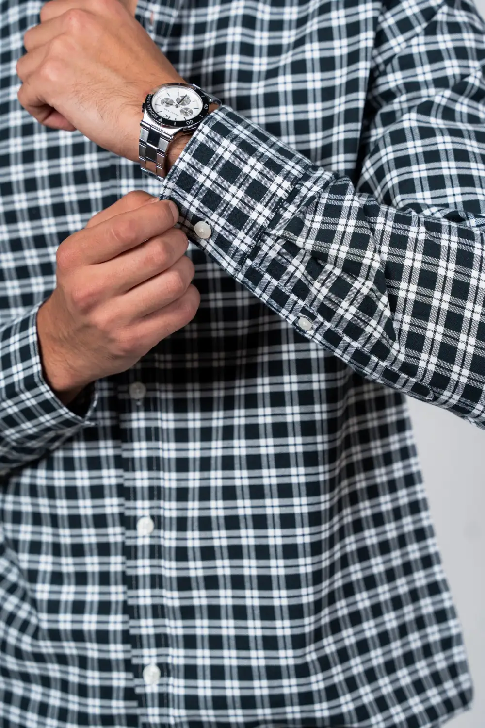 Daily Checked Long Sleeve Cotton Men's Button Down Shirt