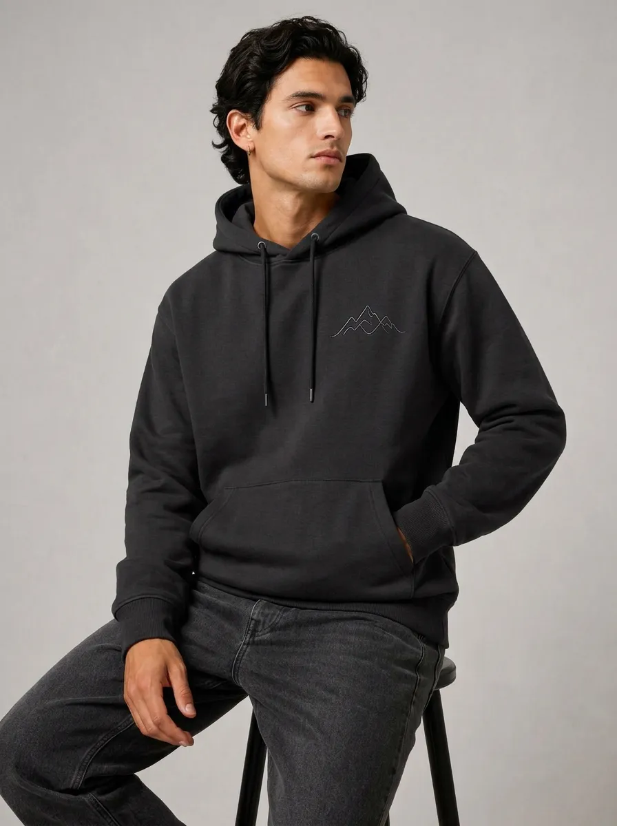 Men's Mountain Line Graphic Pullover Kangaroo-Pocket Hoodie