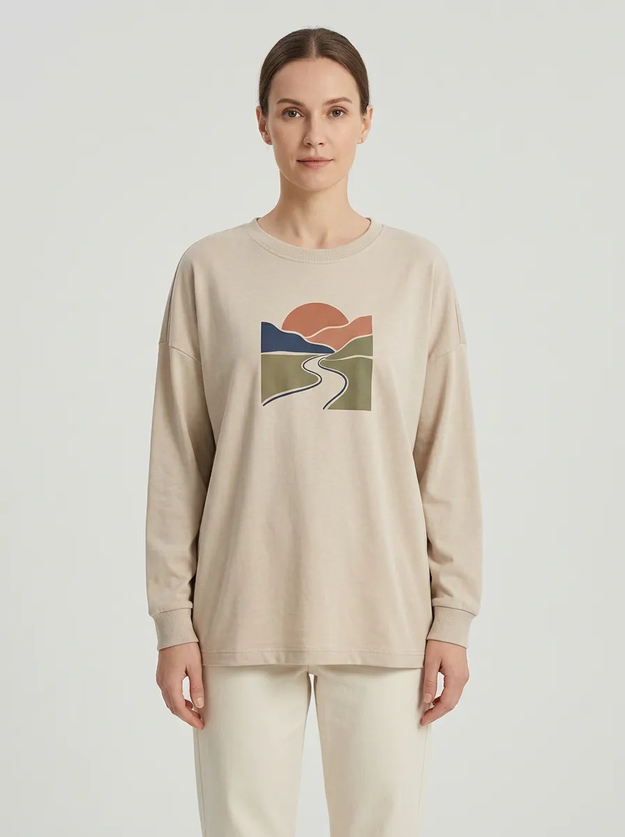 Women's Graphic Print Long-Sleeve Crew-Neck