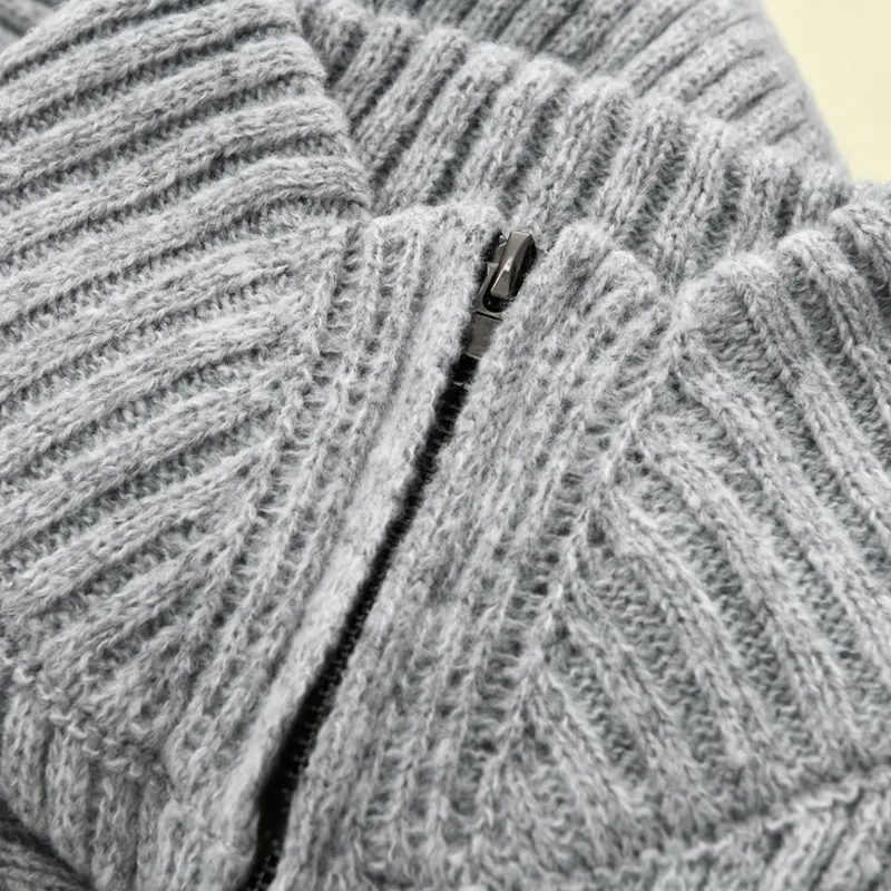 Ribbed Button Band Collar Cardigan
