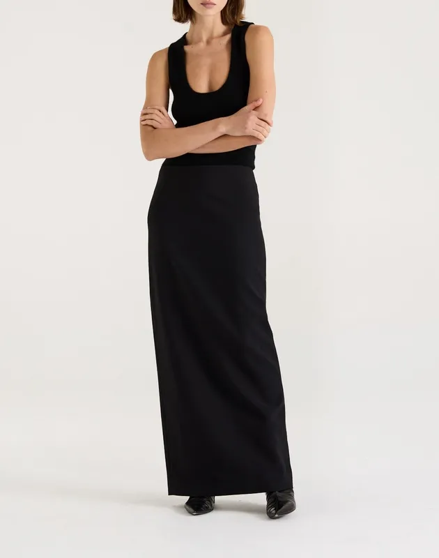 Black Low-Rise Maxi Skirt