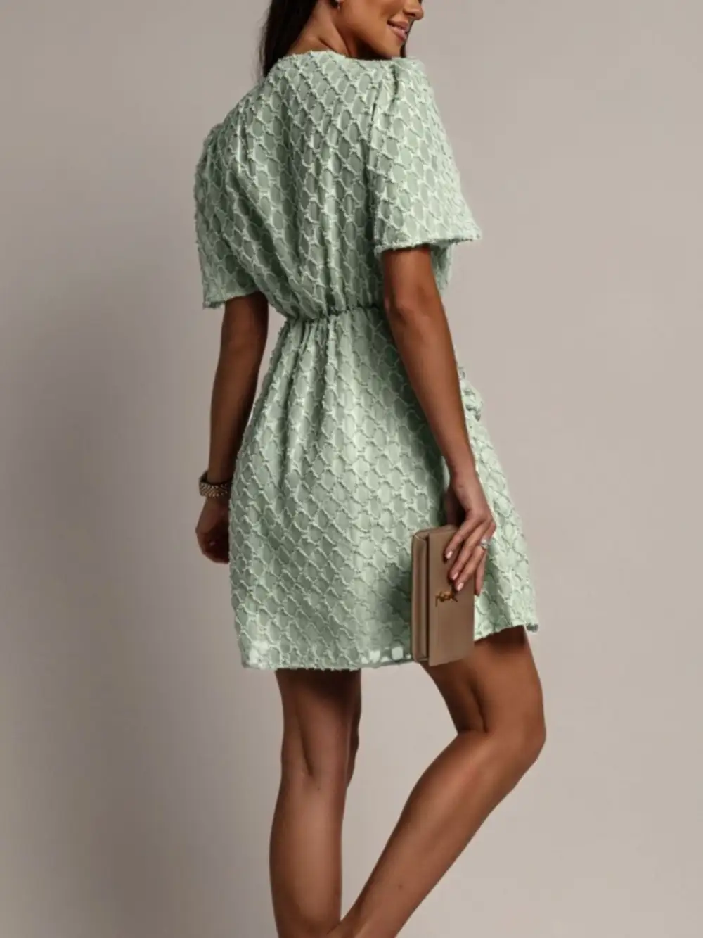 Ruched Short Sleeve Dress Casual