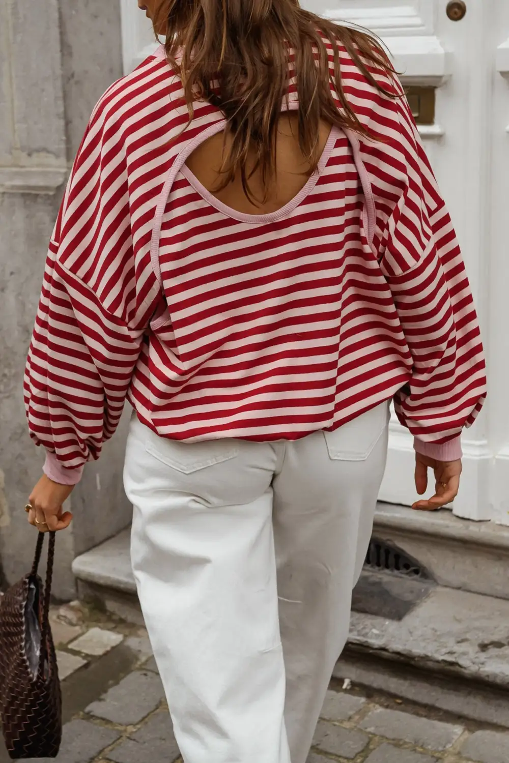 Women's Striped Long Sleeve Loose Fit Top